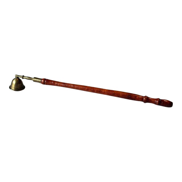 1950s - Wooden and Brass Candle Snuffer For Sale