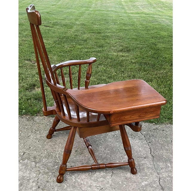 Mid 20th Century Mid 20th Century Vintage Walnut Pennsylvania Windsor Writing Chair With Two Drawers For Sale - Image 5 of 18