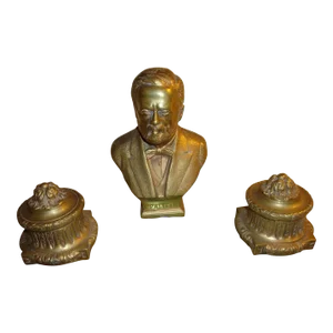 Onyx and Bronze Inkwell Desk Set