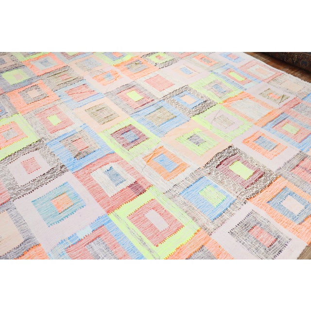 Orange Vintage Inspired Zabihi Collection Turkish Kilim For Sale - Image 8 of 11