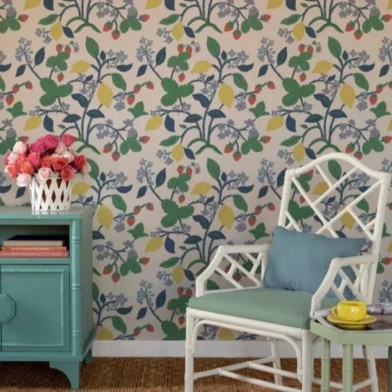 A sample of our Strawberry Hill Forest Green Wallpaper Care Instructions: Wipe with damp cloth.