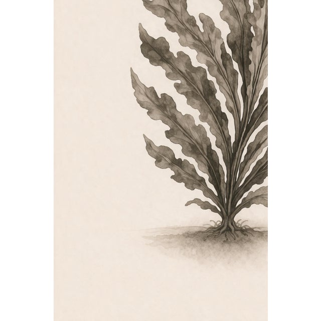 Tan Botanical Seaweed Study Vii, Minimalist Coastal Art Print, 24" × 36" Reproduction For Sale - Image 8 of 10