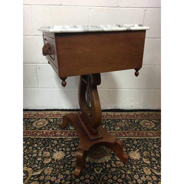 Antique Mahogany Marble Top Harp Side Table Chairish