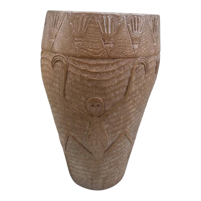 Impressive Antique Teak Wood Hand Carved Container For Sale