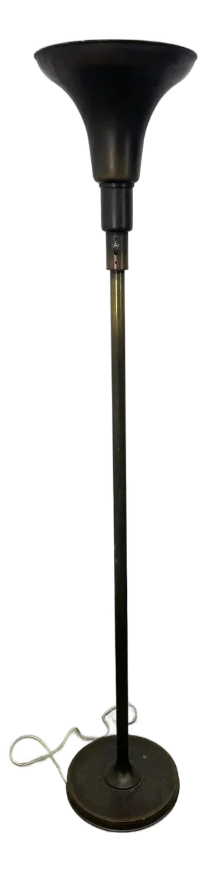 Bronze Machine Age Art Deco Torchiere Floor Lamp