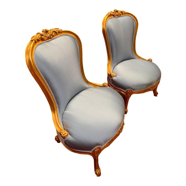 Modern Louis XV French Style Accent Chairs A Pair Chairish