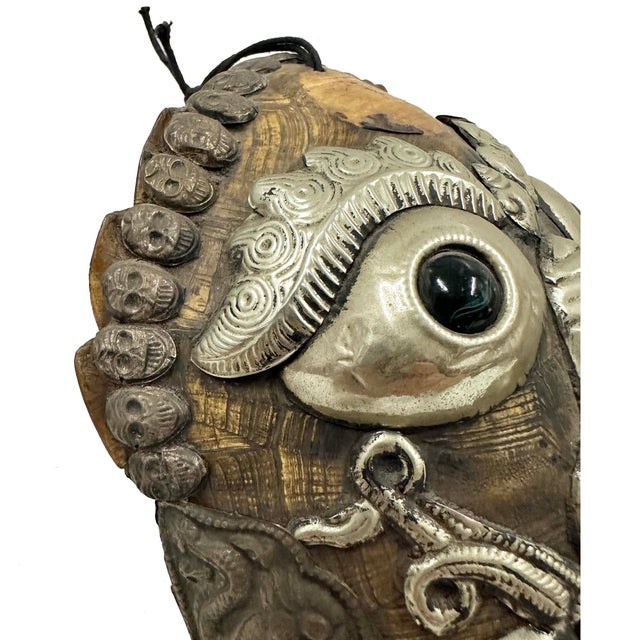 Early 20th Century Early 20th Century Tibetan Buddhist Kapala Turtle Shell Ritual Mask For Sale - Image 5 of 13