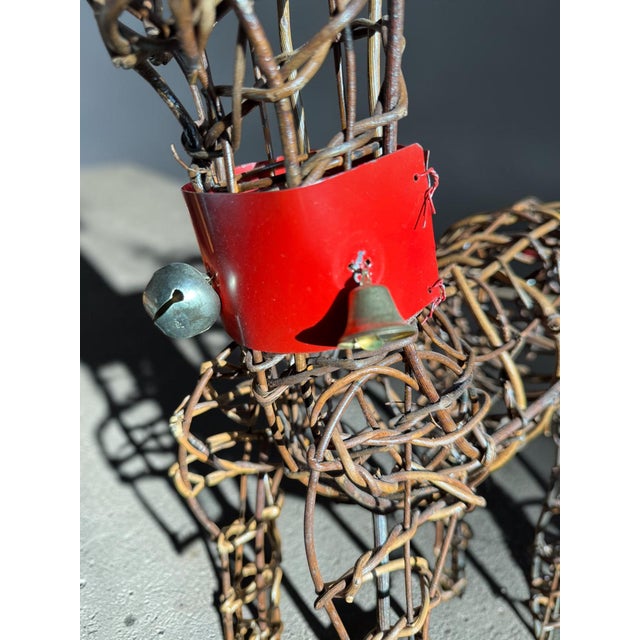 1980s Vintage Woven Organic Grapevine and Wire Holiday Reindeer Sculpture For Sale - Image 5 of 9