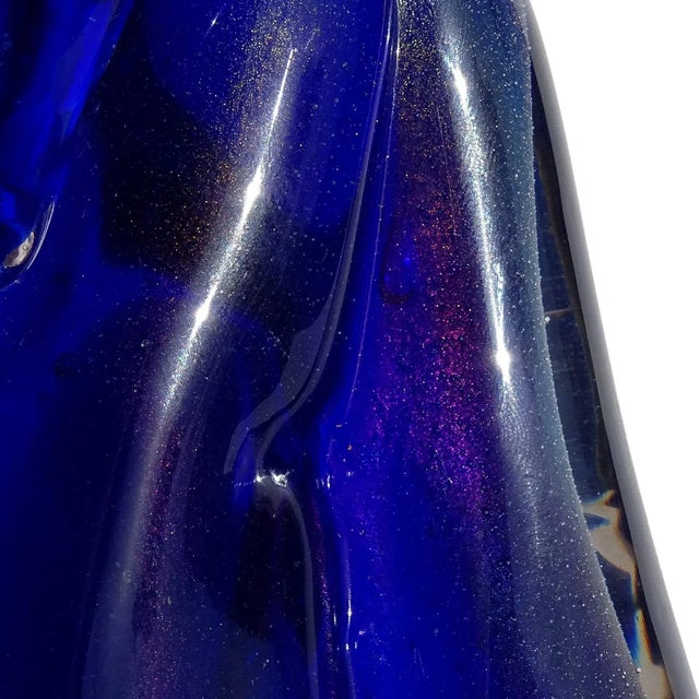 Blue Murano Barbini Vamsa 1930s Blue Gold Flecks Woman With Sun Hat Italian Art Glass Figure Sculpture For Sale - Image 8 of 9