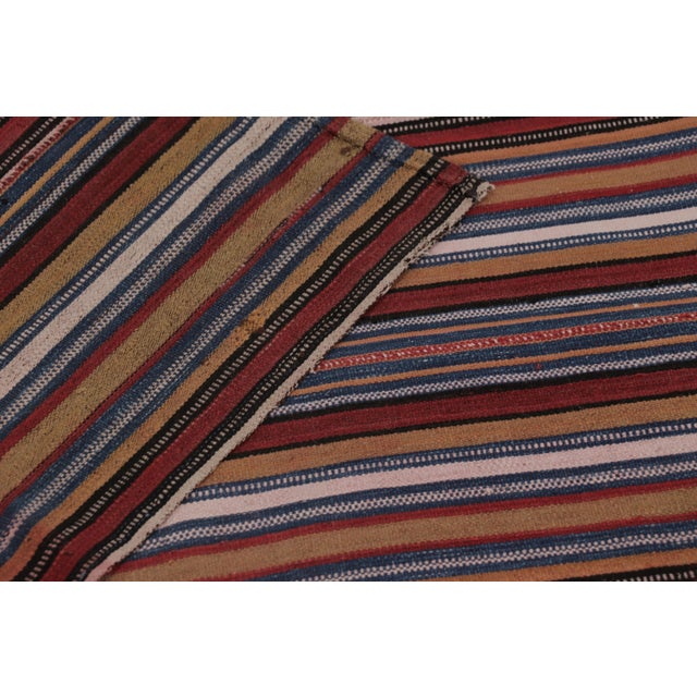 Brown Vintage Persian Kilim, Square Rug With Rich All Over Stripes - Rug & Kilim For Sale - Image 8 of 8