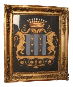 Coat of Arms, 1800s, Watercolor and Gouache, Framed