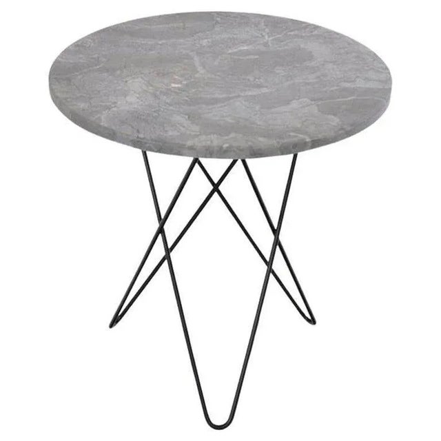 Grey Marble and Black Steel Tall Mini O Table by OxDenmarq For Sale - Image 6 of 6