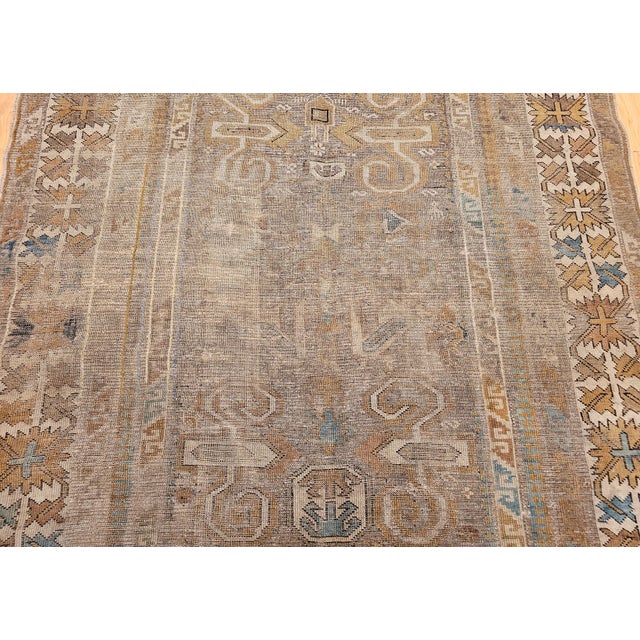 19th Century Caucasian Shirvan Perpedil Area Rug in Camel Hair, Ivory & Green For Sale - Image 4 of 16