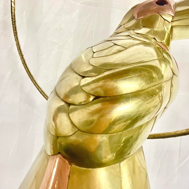 Cinco De Mayo - 1970s Vintage Mexican Folk Art Sergio Bustamante Attributed Brass-Copper Toucan Sculpture. For Sale - Image 10 of 12