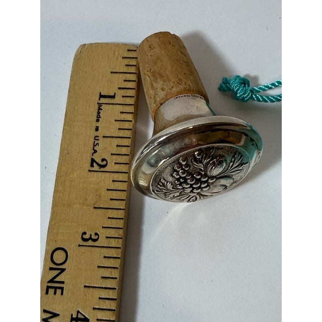 Rare Vintage Tiffany & Co. Sterling Silver Grape Wine Bottle Stopper With Pouch Ex For Sale - Image 10 of 12