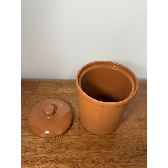 Sculpture Materials Vintage Portuguese Terracotta Pottery Jar W/ Lid | Rustic Portugal Clay Canister For Sale - Image 7 of 14