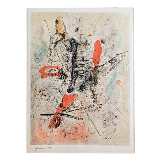 Otto Wols, Red Royal, Signed Engraving in Colors, 1963 For Sale