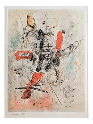 Otto Wols, Red Royal, Signed Engraving in Colors, 1963