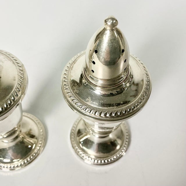 Metal Vintage Hollywood Regency Chippendale Sterling Weighted Salt & Pepper Shakers - A Pair. For Sale - Image 7 of 9