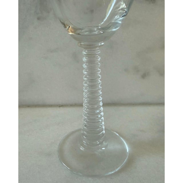Lalique Set of 8 Vintage Ribbed Stem Wine Glasses For Sale - Image 4 of 9