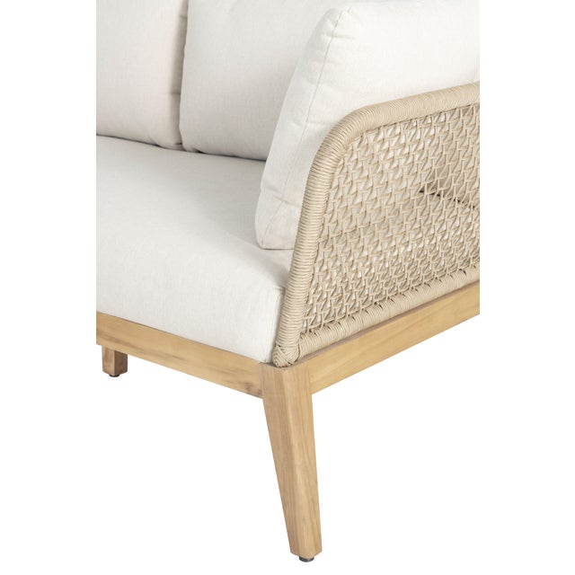 Cypress Teak Wood 2-Piece Left Arm Chaise Outdoor Sectional - Beige For Sale - Image 10 of 13