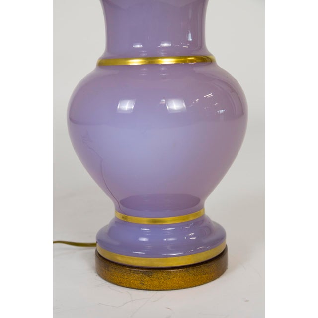 Lilac Alexandrite Glass Amphora Lamp W/ Gilded Accents For Sale In San Francisco - Image 6 of 9