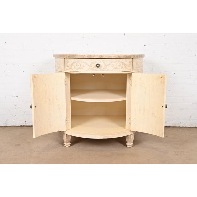 Wood Drexel Heritage Italian Neoclassical Demilune Cabinet For Sale - Image 7 of 12