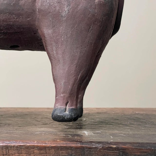 Vintage Mexican Polychrome Ceramic Bull Sculpture For Sale In Philadelphia - Image 6 of 9