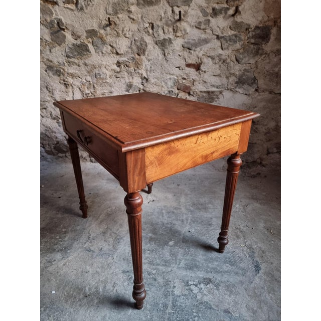 Antique French Oak Writing Table with Drawer, 1930 For Sale - Image 17 of 18