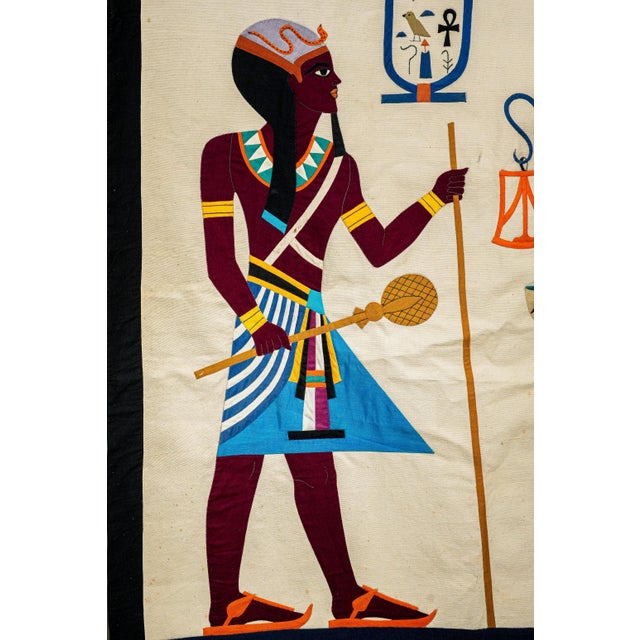 Traditional Amazing Large Antique Egyptian Egypt Wall Hanging Hand Sewn Appliqué Textile Egyptian Art Statement Tapestry Banner Home Decor For Sale - Image 3 of 14