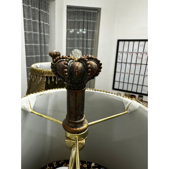 1990s Hollywood Regency Resin Lamps W/ Jewel-Toned, Beaded Shades - a Pair For Sale In Houston - Image 6 of 7