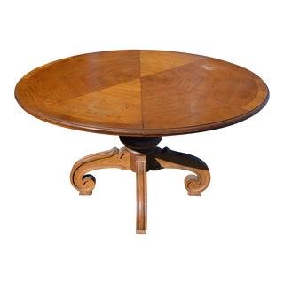 1969 Drexel Valero Pecan Tripod Round to Oval Extending Dining - the Party Table For Sale