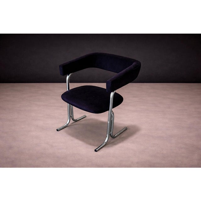 Set of Five Armchairs in Chrome and Black Fabric, Pozza Moveis, 1960s - Lot 165A For Sale - Image 15 of 17