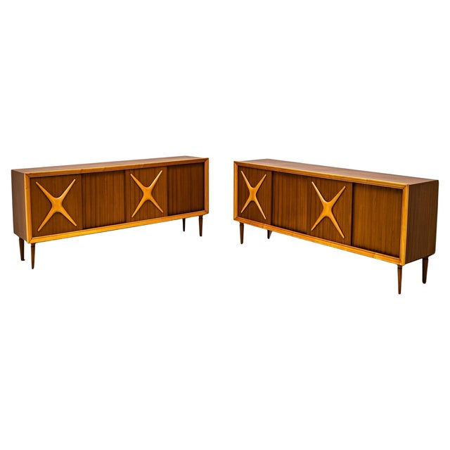 Brown Mid-20th Century Pair of Sideboards, Italian Manufacturer For Sale - Image 8 of 11