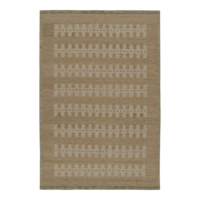 Rug & Kilim’s Scandinavian Style Kilim Rug in Beige with Geometric Patterns - 6x9 For Sale