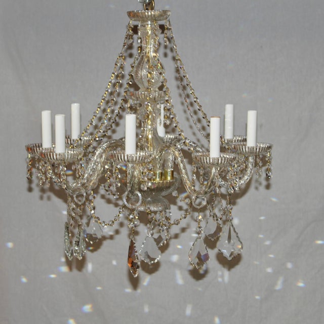 Glass Vintage Georgian Style Hand Cut Crystal 8-Arm Chandelier For Sale - Image 7 of 10