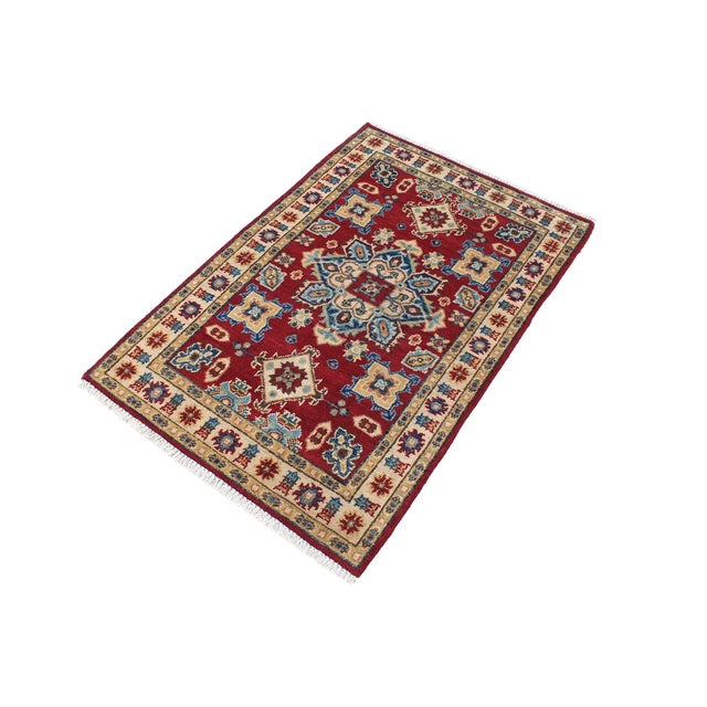 Rustic Southwestern Kazak Red/Beige Wool Rug - 2'9''x4'2'' For Sale - Image 3 of 10