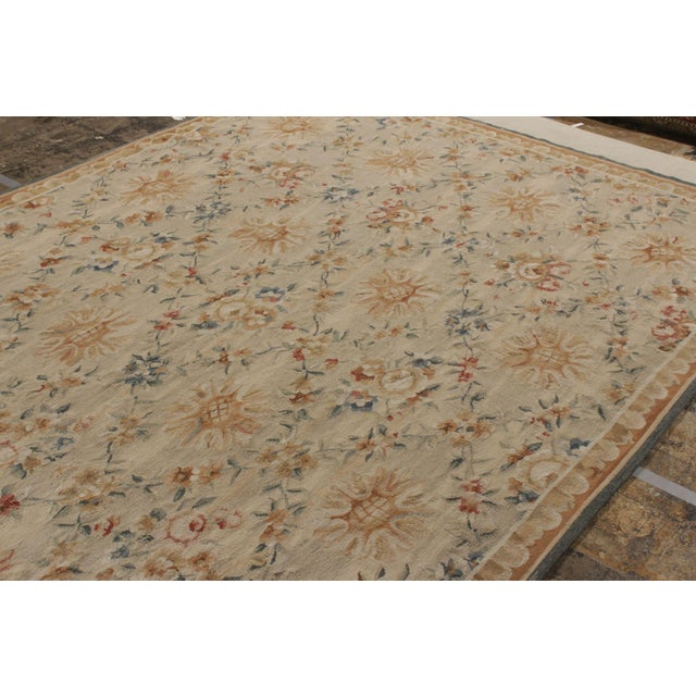Rug & Kilim Rug & Kilim’s French Aubusson Style Flat Weave, Beige/Brown, Floral Pattern For Sale - Image 4 of 7