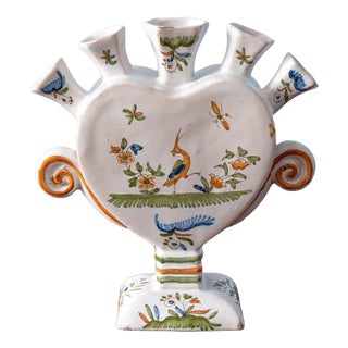 Heart-Shaped Tulipiere from Moustiers Faience For Sale