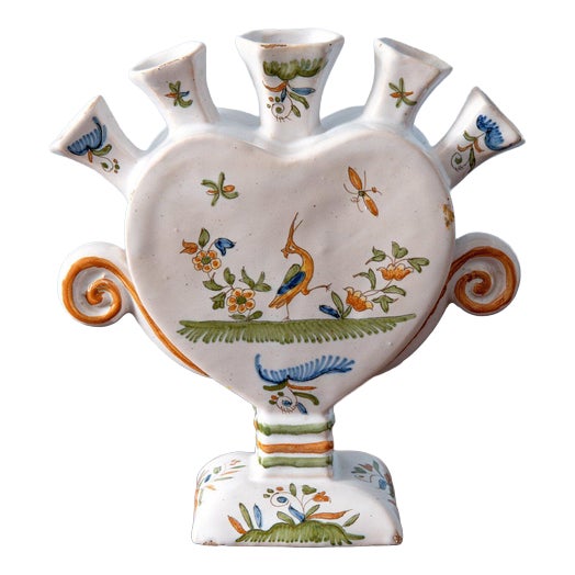 Heart-Shaped Tulipiere from Moustiers Faience For Sale