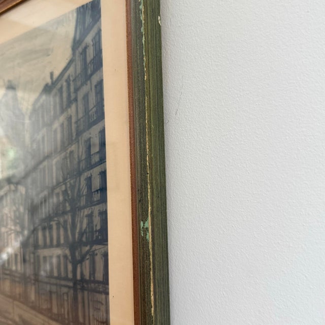 Paper Mid-Century Paris Canal Scene Print in the Manner of Bernard Buffet For Sale - Image 7 of 9
