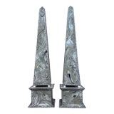 Pair of 1960s Fuax Marble Obelisks For Sale