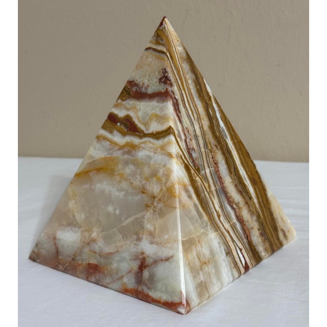 Large 7” Banded Calcite Stone Pyramid Display Object Feng Shui For Sale - Image 9 of 12