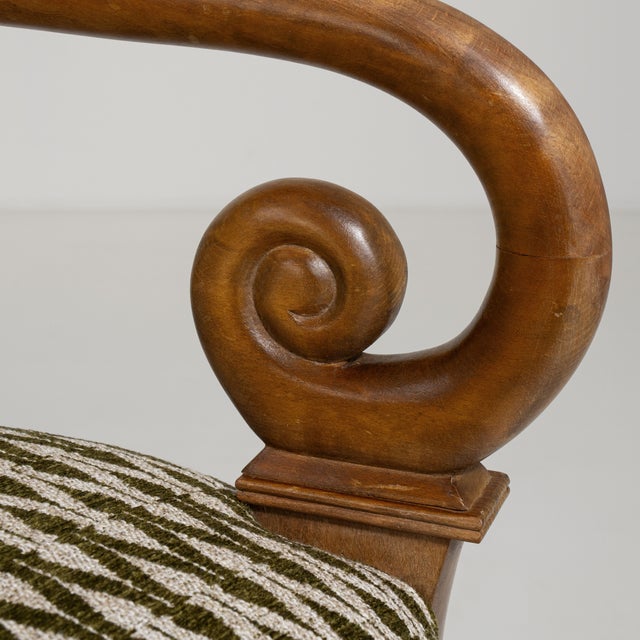 Tan Set of Four Biedermeier Armchairs with Patterned Upholstery, Antique, France, Early 20th Century For Sale - Image 8 of 9