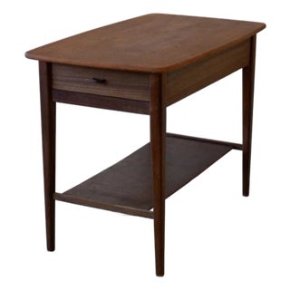 Danish Teak Side Table With Drawer and Shelf - Vintage MidCentury Modern End Table For Sale