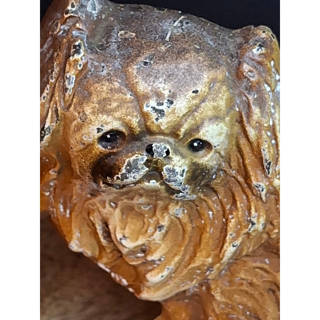 Hubley Manufacturing Company Antique Hubley #353 Cast Iron Pekingese Dog Paperweight Figurine / Single Bookend (C. 1920s) For Sale - Image 4 of 17
