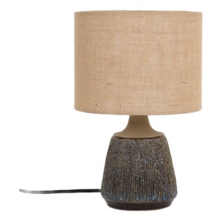 Handmade Ceramic Table Lamp with Jute Lampshade from Søholm, 1960s For Sale