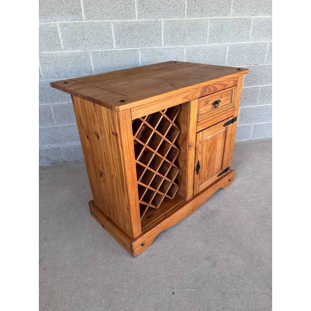 Mid 20th Century Rustic Knotty Pine Drop Leaf Bar W/Wine Rack For Sale - Image 10 of 18