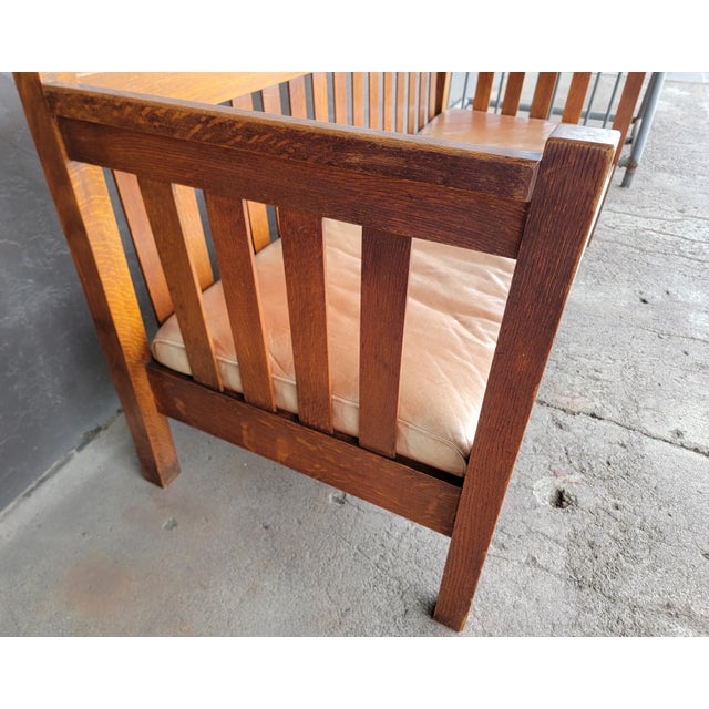 Stickley Mission Oak Settle / Sofa Signed Circa 1910 For Sale - Image 9 of 14