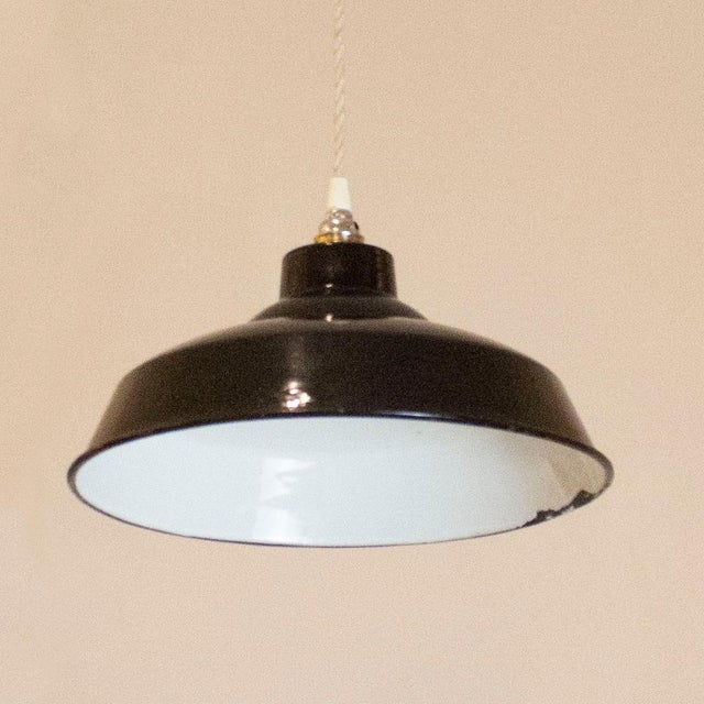 Mid-Century Modern Black Industrial Pendant Lamp, Spain, 1950s For Sale - Image 3 of 7